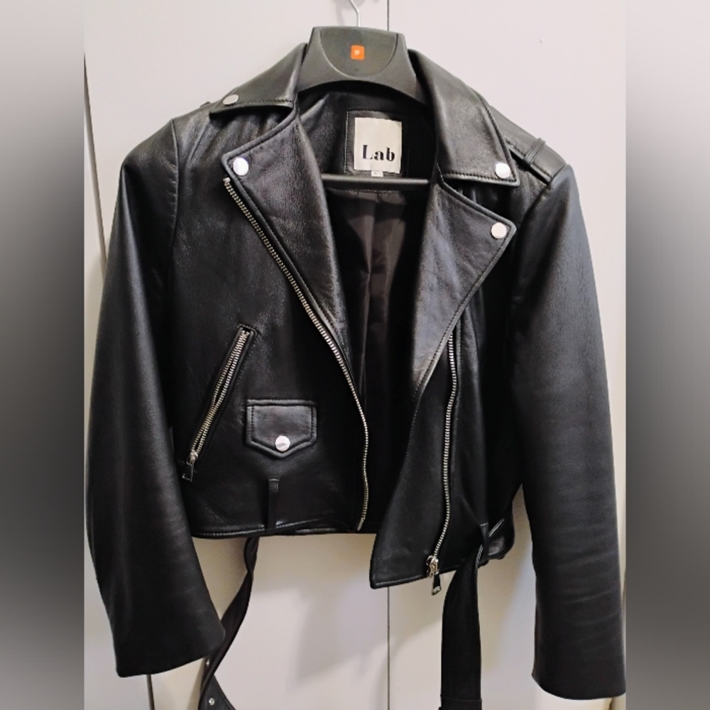 Cropped Leather Jacket - image 1